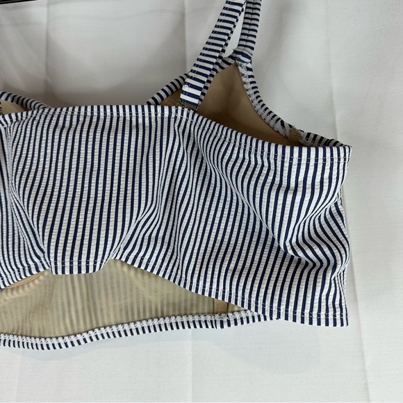 CACIQUE SWIM Women’s Size 44C Bikini Top Striped Underwire Ruffled Padded - Picture 8 of 16